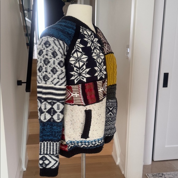 DESIGUAL Multicolor Geometric Zip-Up Sweater Cardigan Jacket M - Picture 3 of 8
